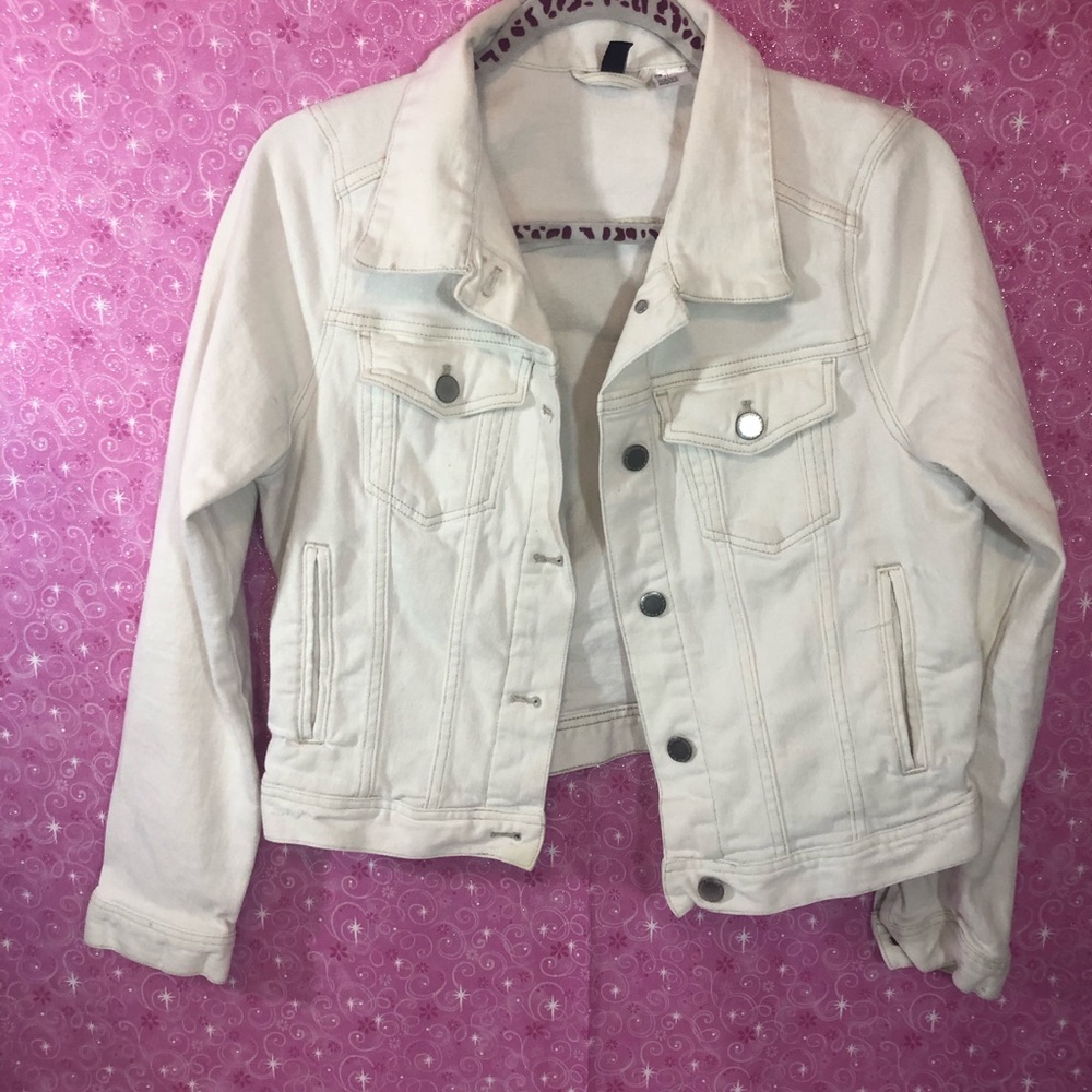 Divided H & M Ivory Sz 14 Denim Jean Jacket